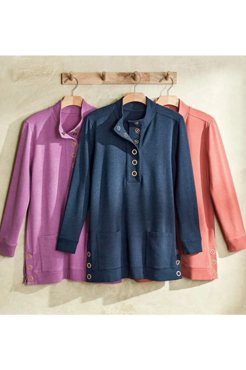 Blusas Casuales: Túnica Tejida Lakshmi con Mallas Ultra Suaves - Confort Soft Surroundings