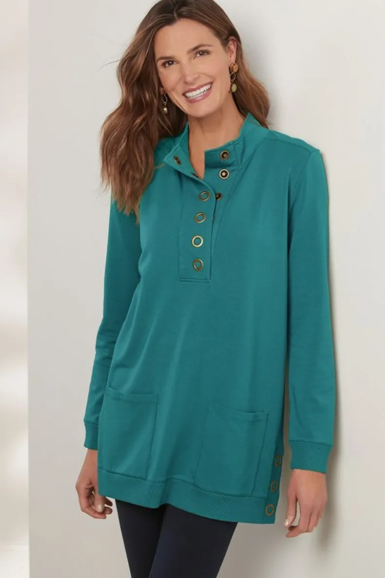 Blusas Casuales: Túnica Tejida Lakshmi con Mallas Ultra Suaves - Confort Soft Surroundings