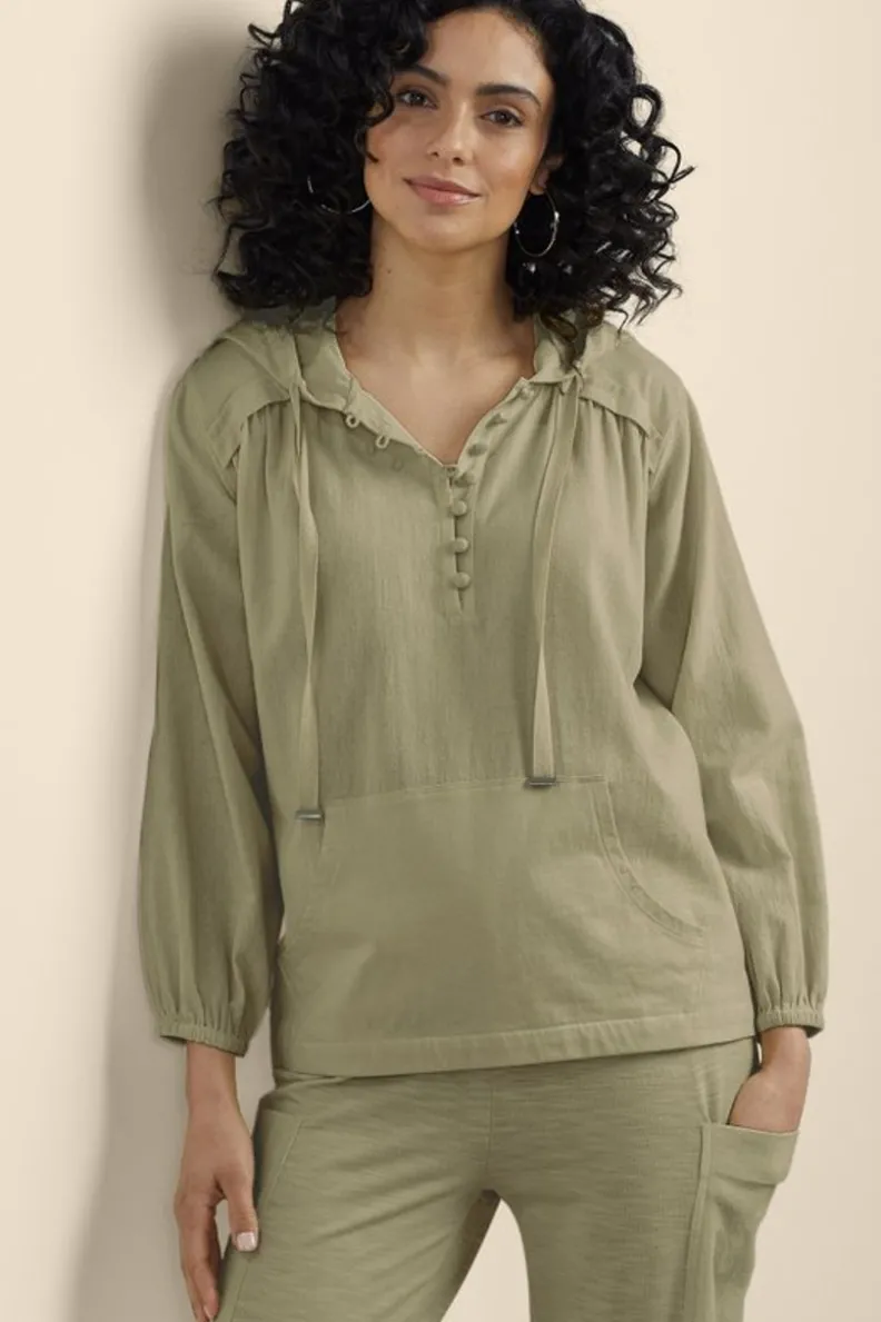 Sudadera con Capucha Lanai en Tono BayLeaf - Ropa de Dormir y Hogar con Toque Suave by Soft Surroundings