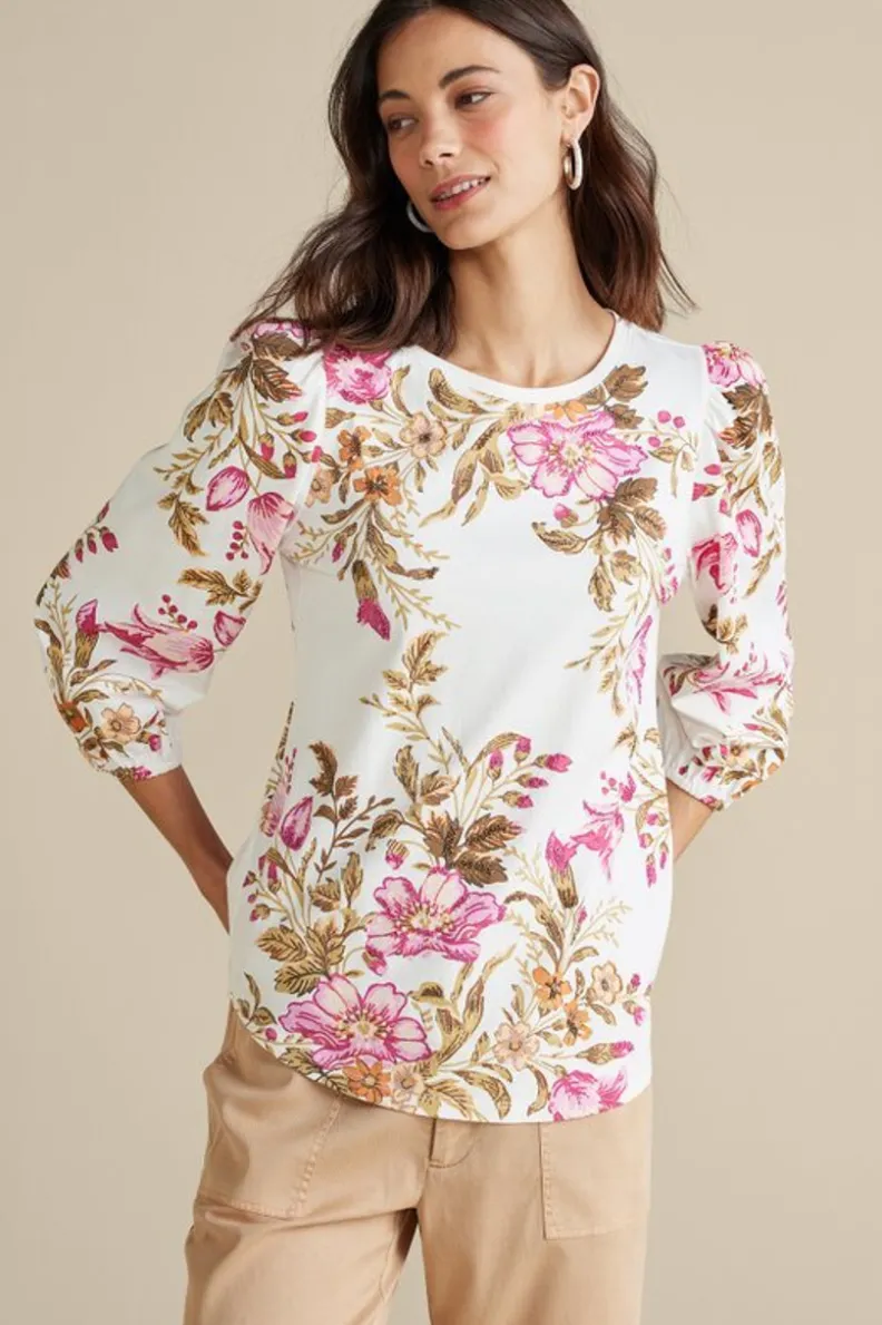 Blusa Lesley con Peonías Artísticas - Diseño Suave y Flores Pintadas a Mano