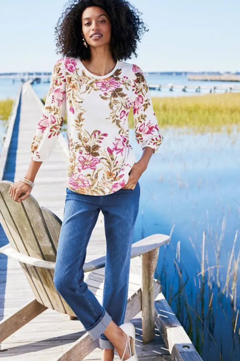 Blusa Lesley con Peonías Artísticas - Diseño Suave y Flores Pintadas a Mano