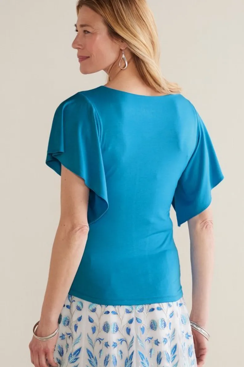 Blusa Leya con Detalles Fruncidos - Tono Azul Nórdico de Colección Entornos Suaves