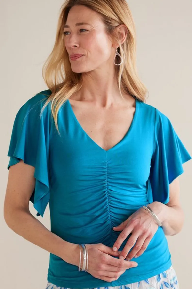 Blusa Leya con Detalles Fruncidos - Tono Azul Nórdico de Colección Entornos Suaves