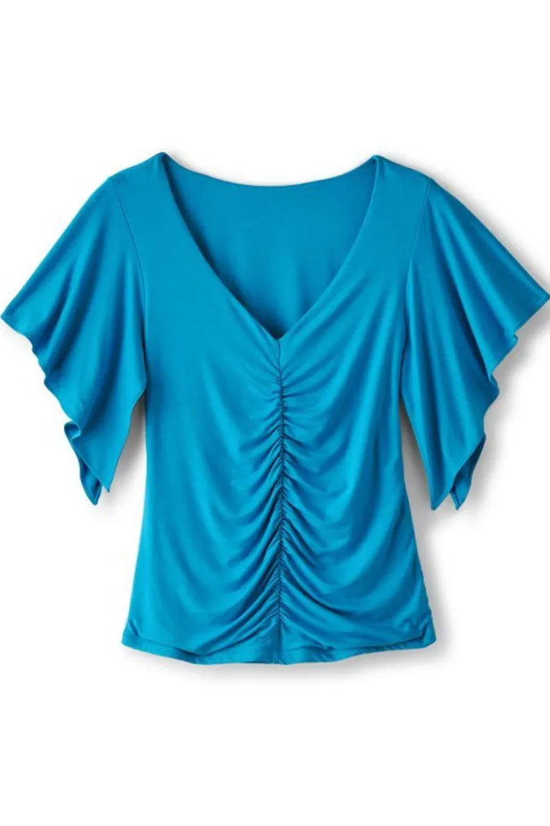 Blusa Leya con Detalles Fruncidos - Tono Azul Nórdico de Colección Entornos Suaves