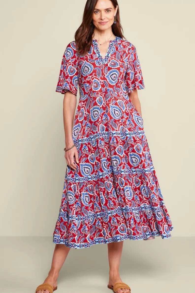 Vestido midi Lilith con bordes florales Cynthera - Diseño suave y envolvente de Soft Surroundings