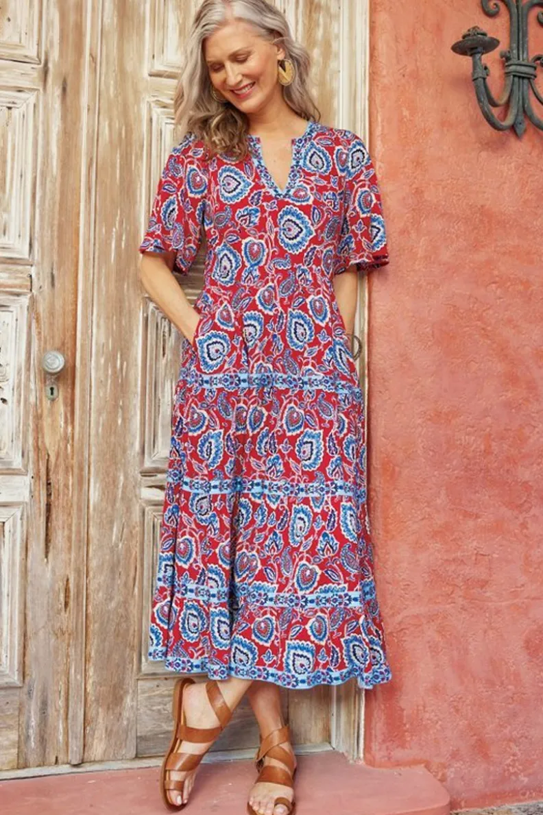 Vestido midi Lilith con bordes florales Cynthera - Diseño suave y envolvente de Soft Surroundings
