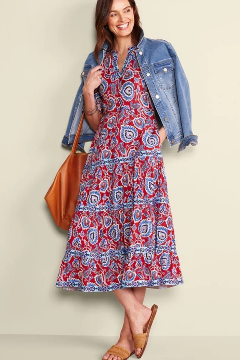 Vestido midi Lilith con bordes florales Cynthera - Diseño suave y envolvente de Soft Surroundings