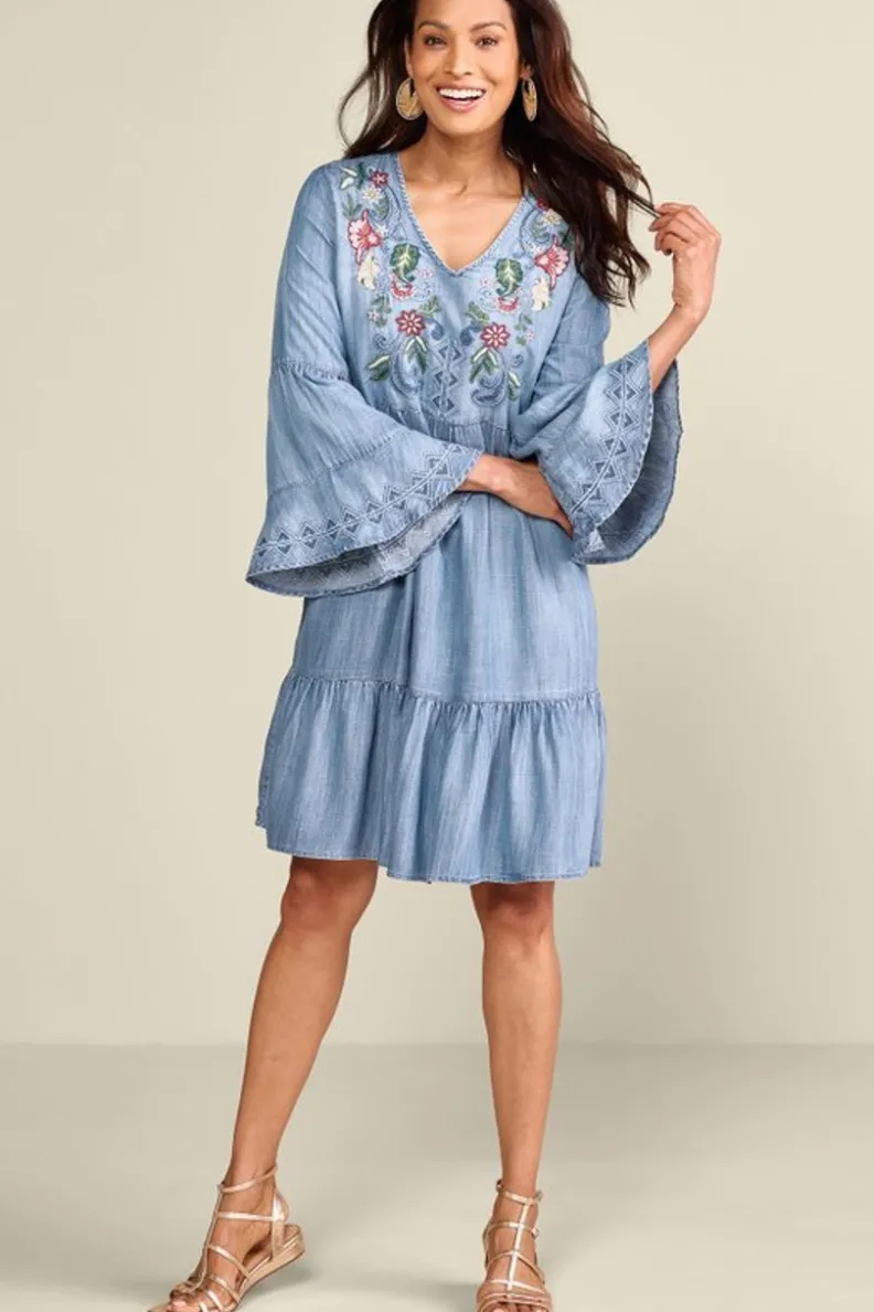 Vestido Corto Lina en Chambray Ligero - Estilo Casual con Toque Fresco de Soft Surroundings