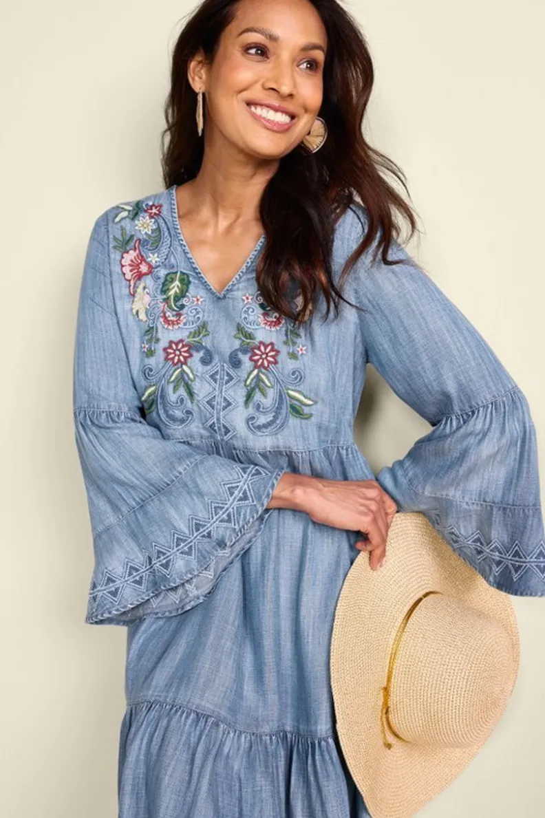 Vestido Corto Lina en Chambray Ligero - Estilo Casual con Toque Fresco de Soft Surroundings