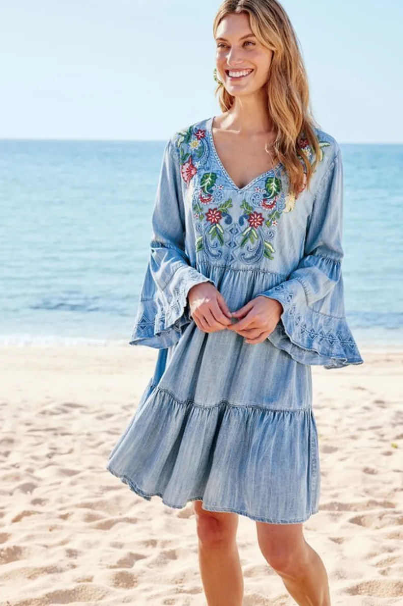 Vestido Corto Lina en Chambray Ligero - Estilo Casual con Toque Fresco de Soft Surroundings