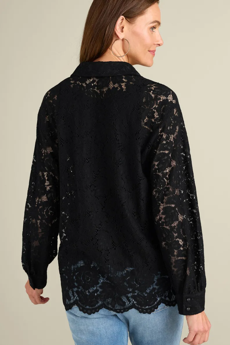 Blusa Lisa con encaje delicado - Cierre frontal de botones y diseño suave by Tops-Soft