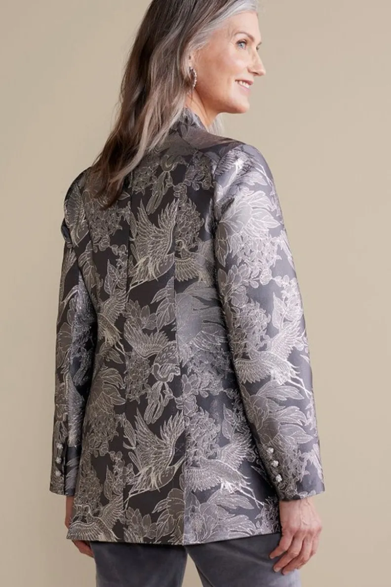 Chaqueta Jacquard Lismore de Soft Surroundings - Abrigo Elegante en Gris Tapiz con Diseño Único