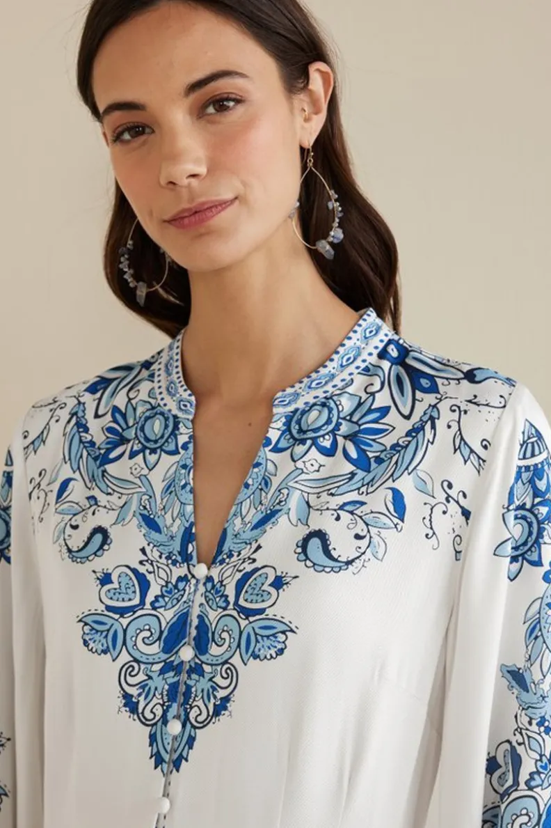 Vestido midi Louise con chalina estampada Perissa - Soft Surroundings colección primavera