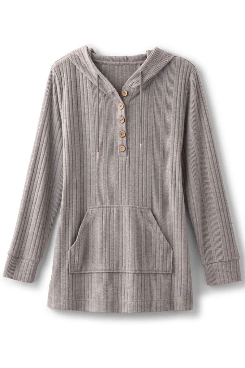Sudadera Relax para Dormir y Hogar | Prenda Cálida de Algodón Lavado en Gris Melange - Confort Ideal para Tardes de Sofá - Colección Soft Surroundings