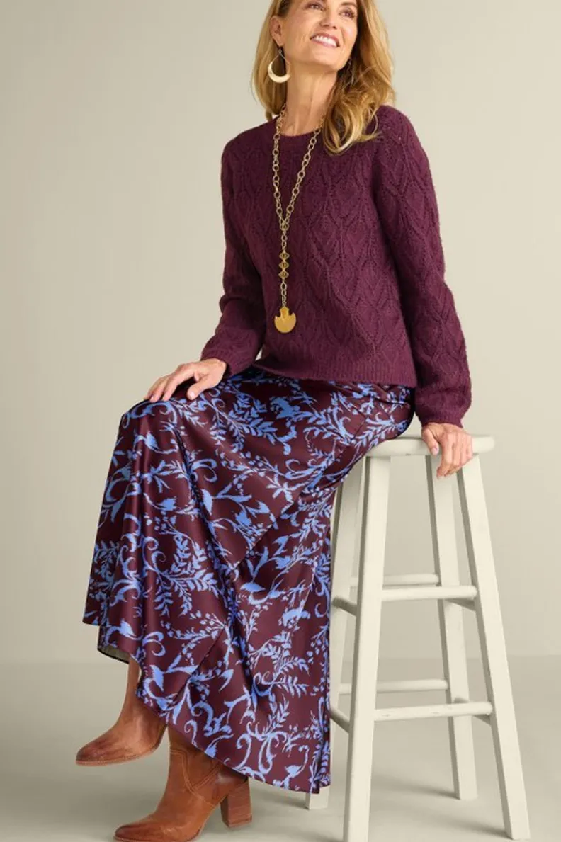 Suéter Lyric de Soft Surroundings - Lila Vibrante en Tejido Ultra Suave | Jerséis y Cardigans con Elegancia Casual