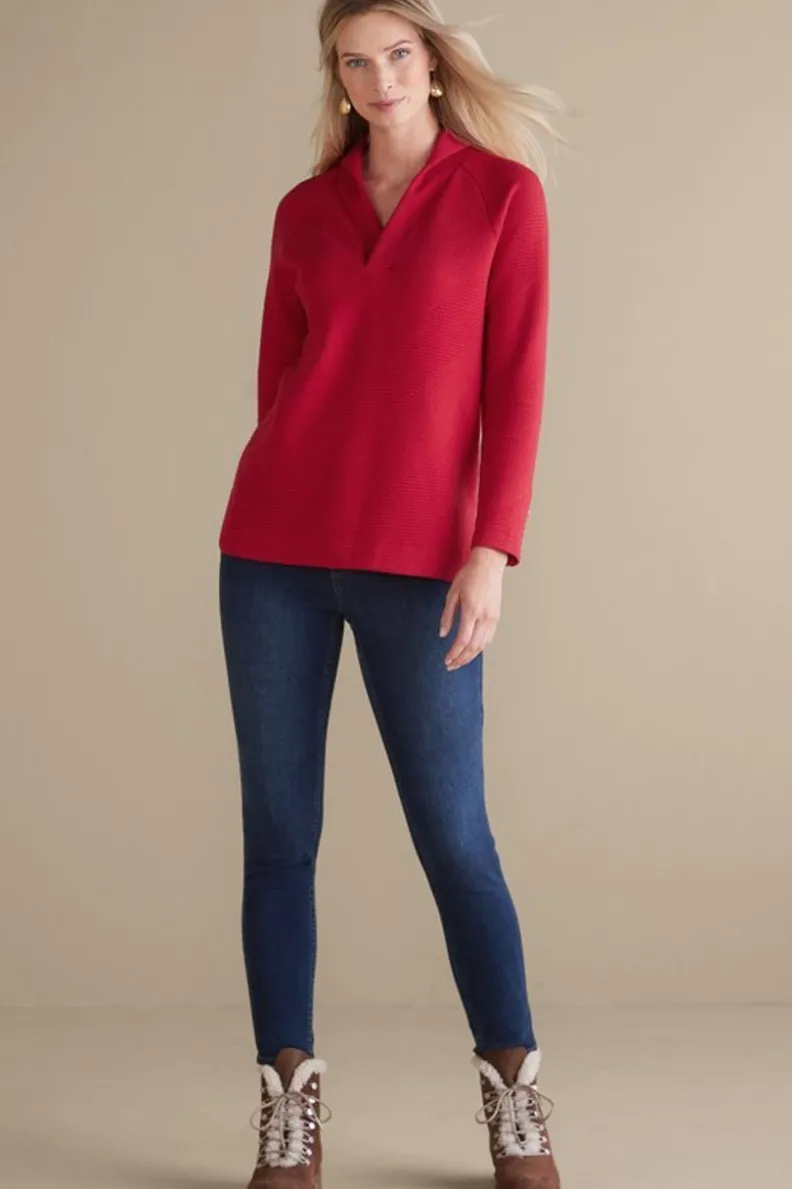 Jersey Macy de Suavidad Ambiental - Blusa Tejida en Algodón Premium para Mujer