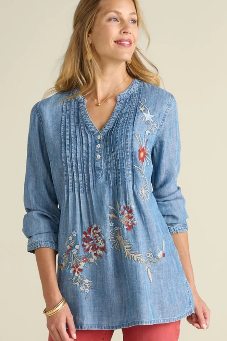 Blusa Casual Maddie en Tencel - Azul Medio Desgastado de Soft Surroundings