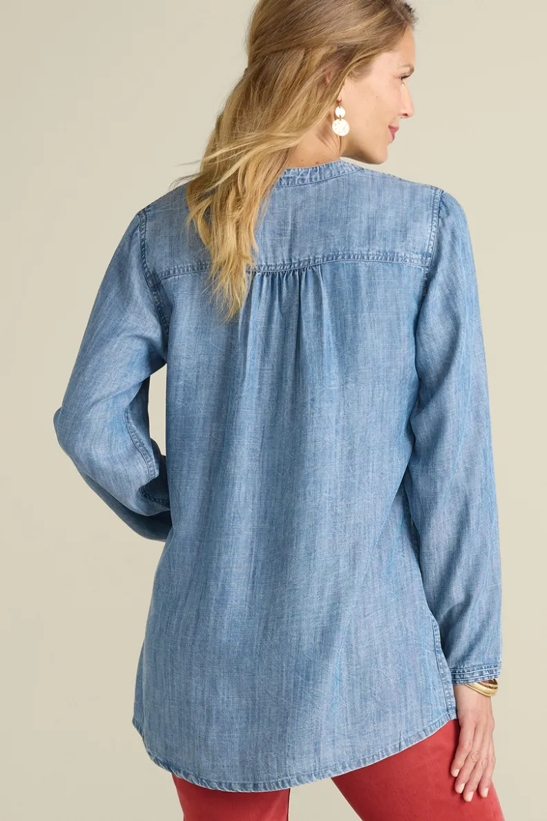 Blusa Casual Maddie en Tencel - Azul Medio Desgastado de Soft Surroundings