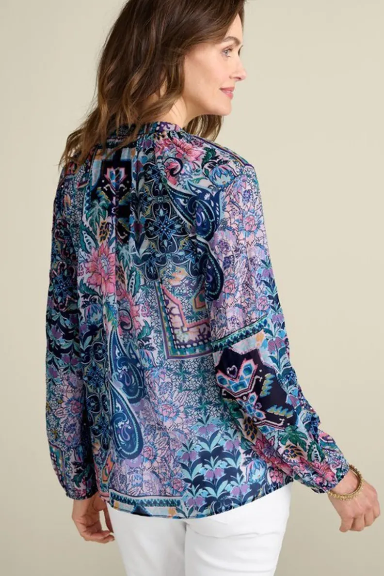 Blusa Elegante Maisie de Manga Larga con Detalles de Tapicería Safi - Soft Surroundings