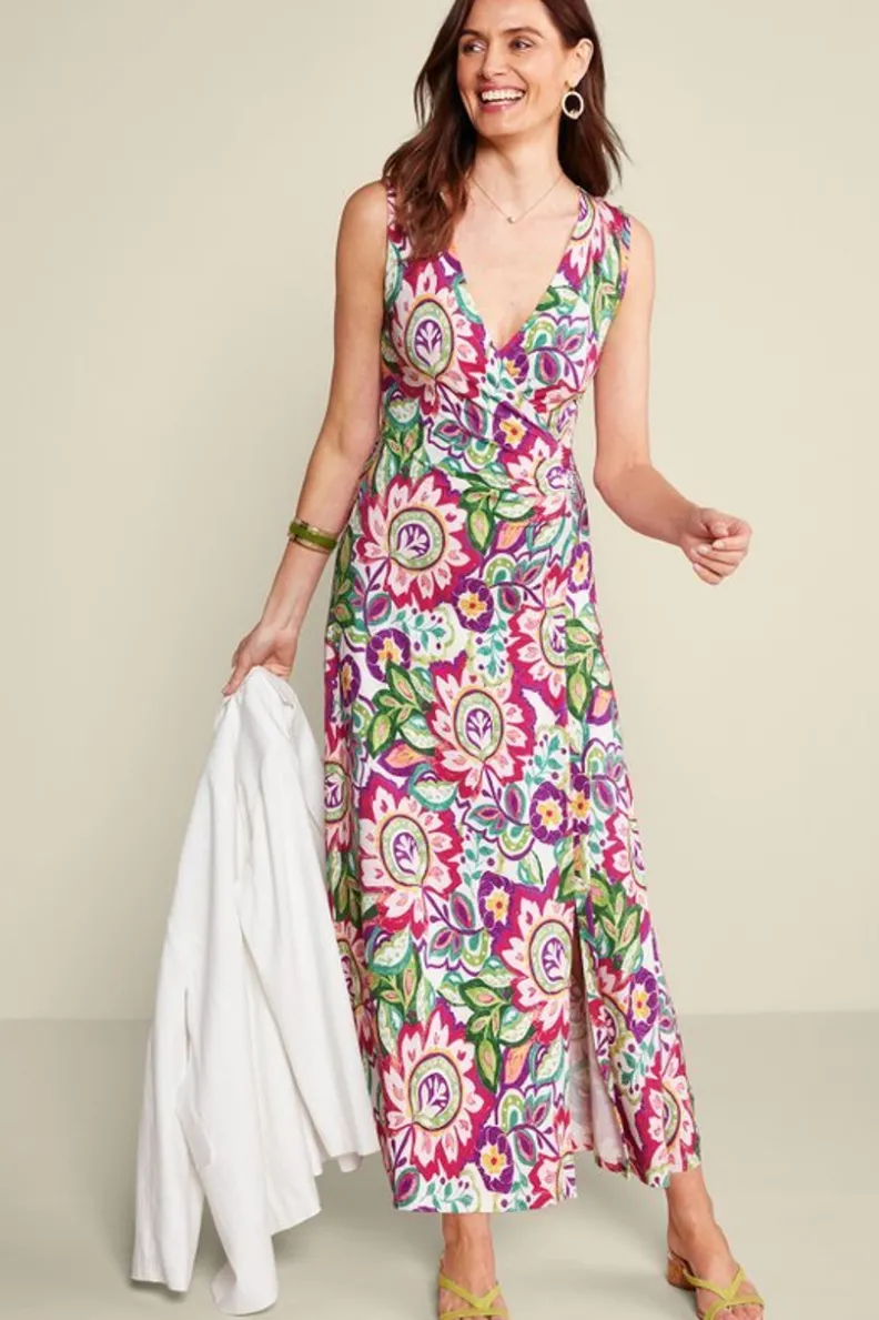 Vestido Largo Malee de Soft Surroundings - Diseño Tropical Jardín del Río, Estilo Boho Cómodo