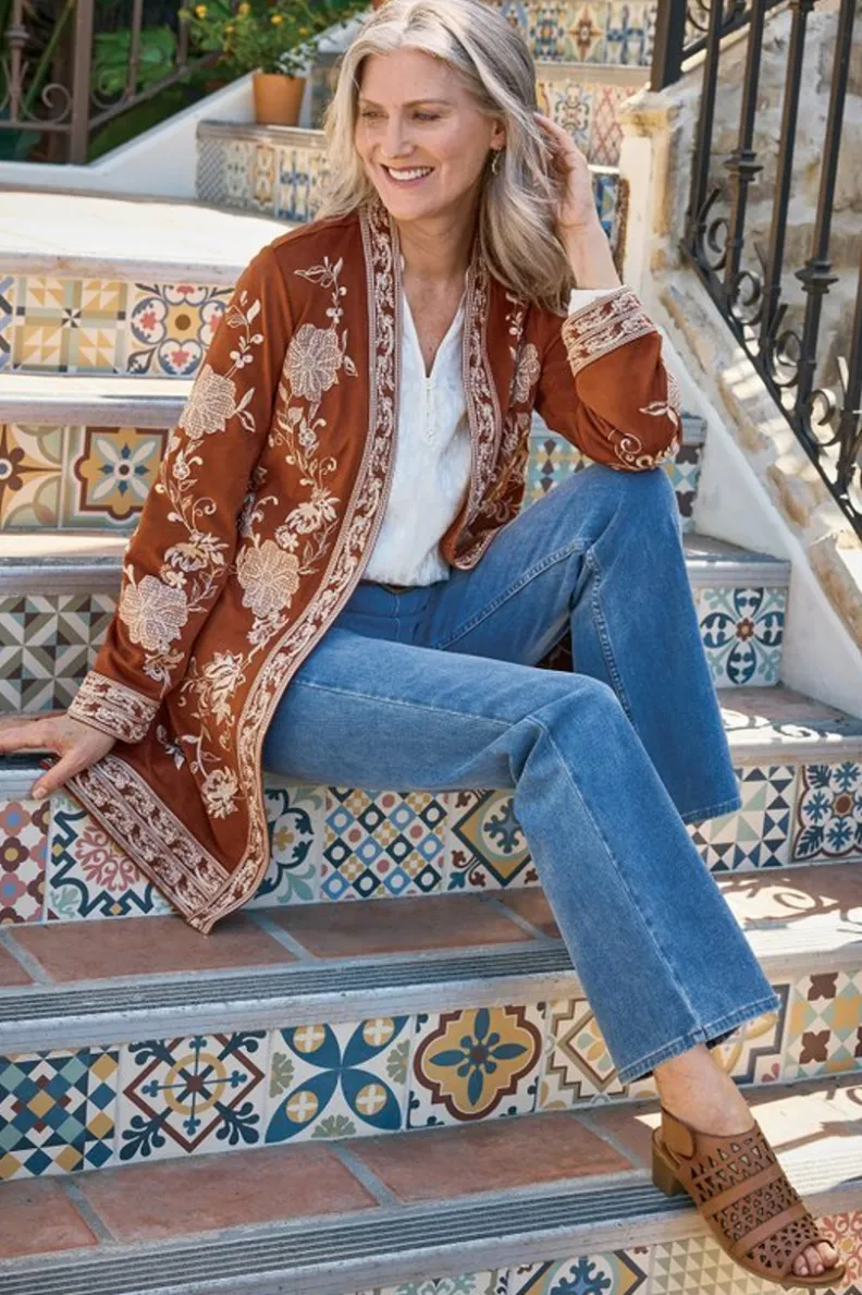 Descubre la elegancia: Chaqueta Marienne en Piel Ecológica Tono Caoba - Abrigos y Chaquetas Premium de Soft Surroundings