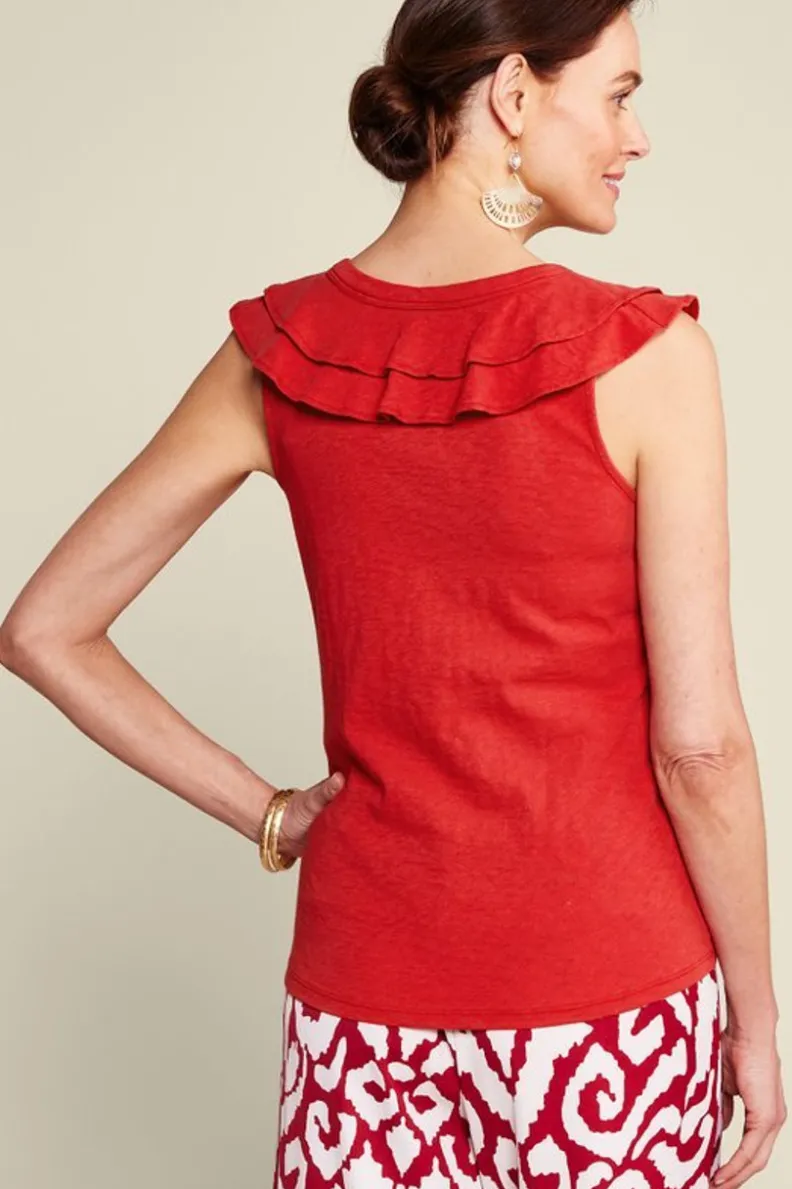 Camiseta Estilo Marybeth con Detalles de Volantes - Colección Belleza Americana de Entornos Suaves