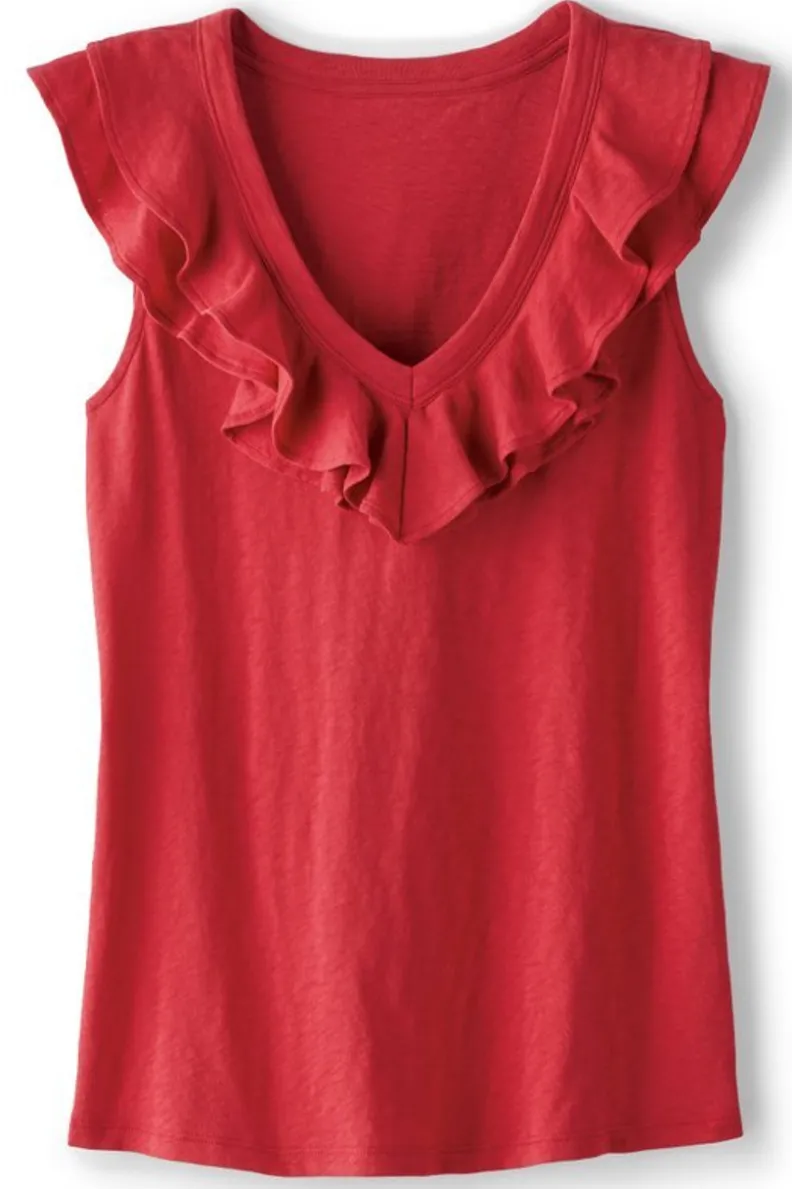 Camiseta Estilo Marybeth con Detalles de Volantes - Colección Belleza Americana de Entornos Suaves