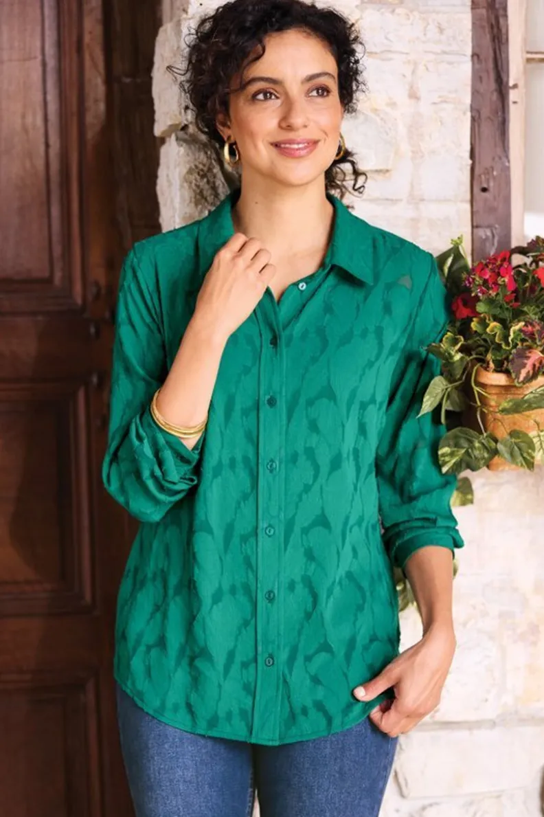 Túnica Jacquard Matine con Camiseta Interior - Verde Bosque • Colección Soft Surroundings