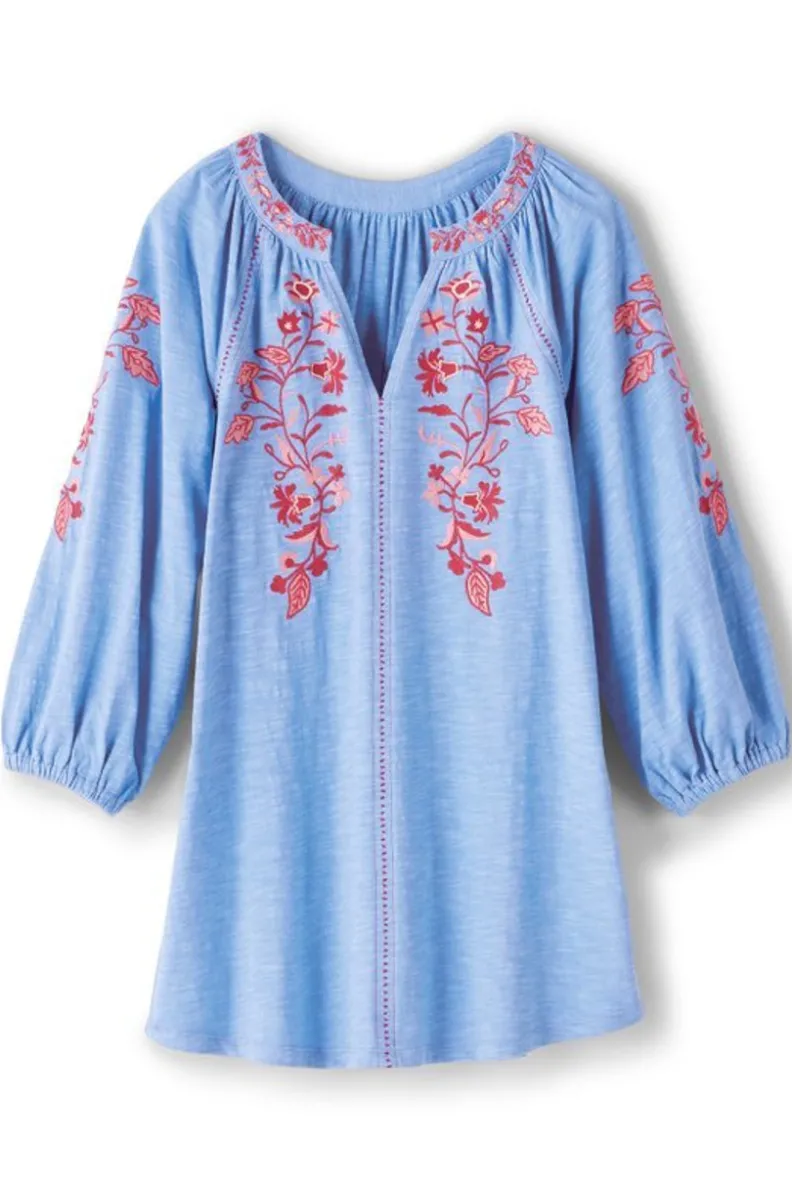 Túnicas Elegantes Meagan con Leggings - Confort Inigualable Soft Surroundings en Azul Aciano