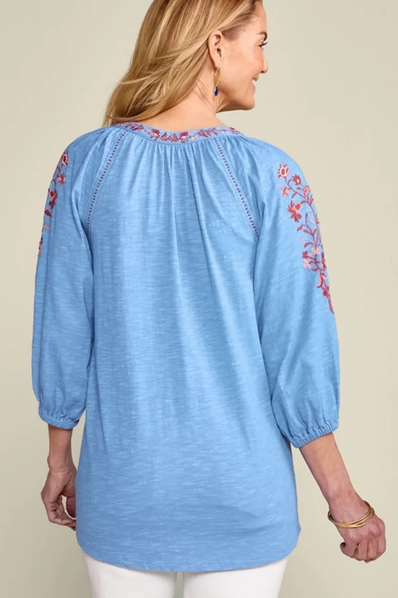 Túnicas Elegantes Meagan con Leggings - Confort Inigualable Soft Surroundings en Azul Aciano