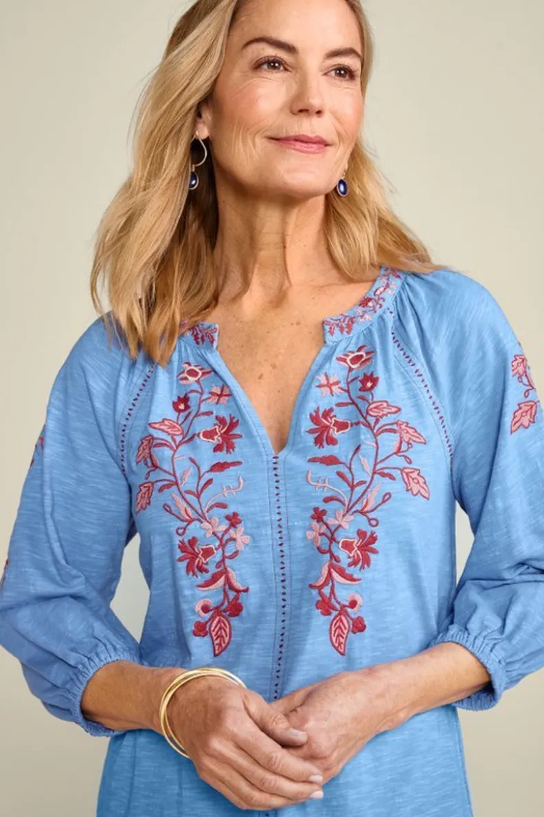 Túnicas Elegantes Meagan con Leggings - Confort Inigualable Soft Surroundings en Azul Aciano