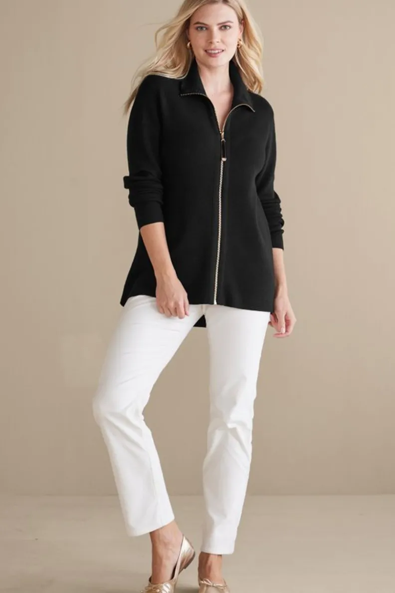 Chaqueta Cardigán Meria con Cremallera - Soft Surroundings | Suéteres y Abrigos Cálidos