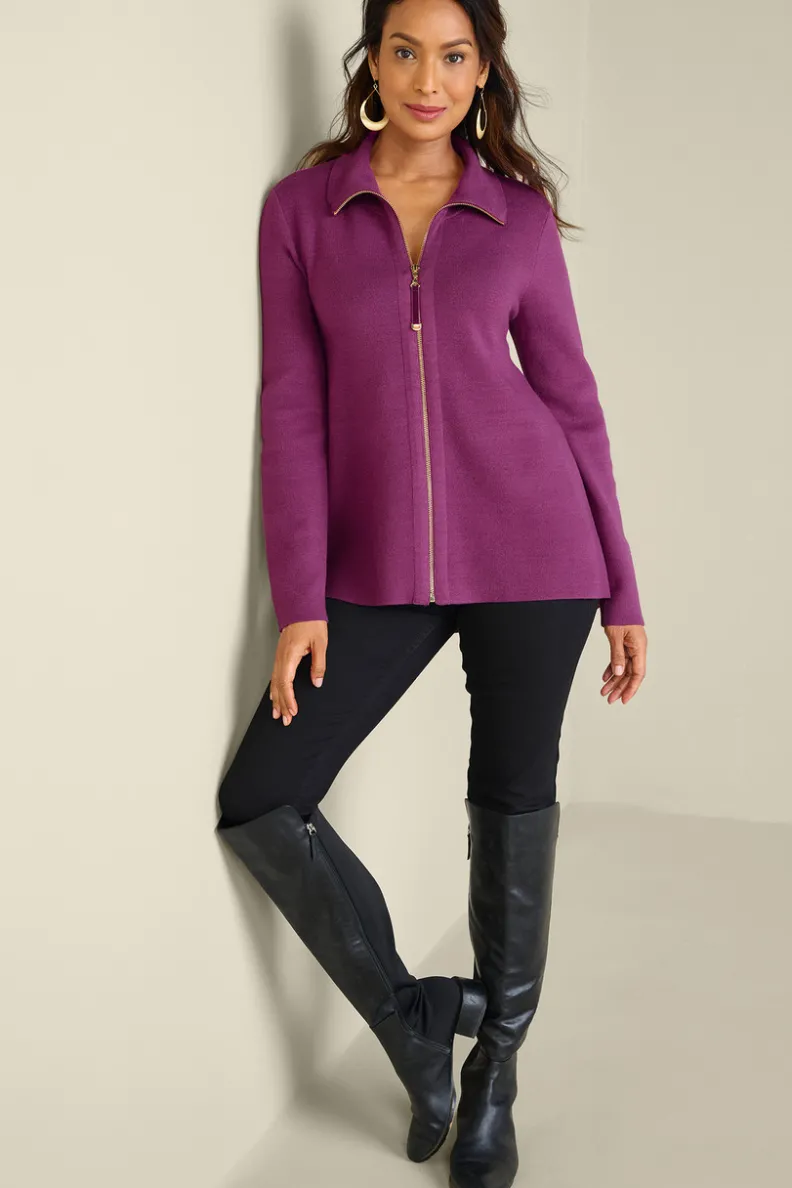 Chaqueta Cardigán Meria con Cremallera - Soft Surroundings | Suéteres y Abrigos Cálidos