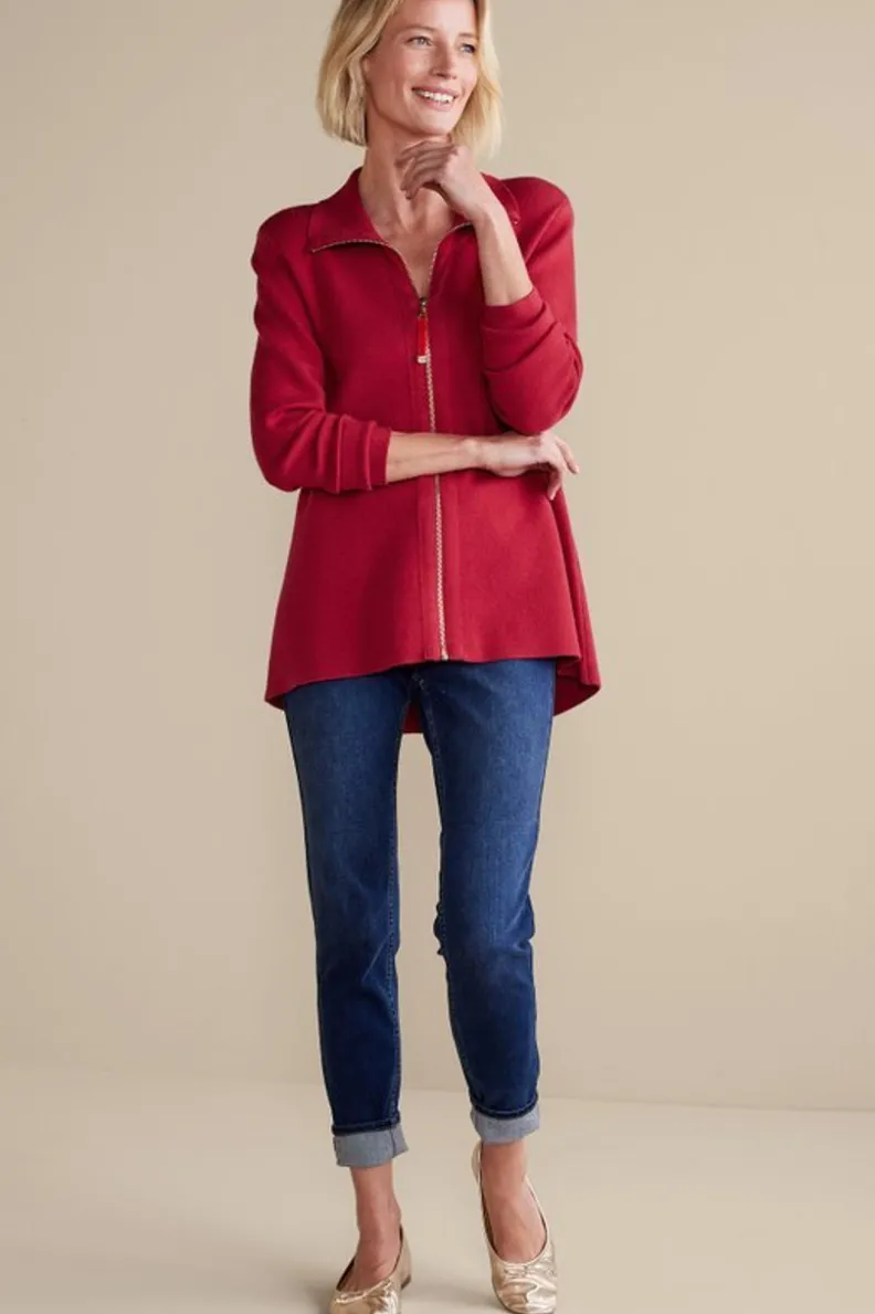 Chaqueta Cardigán Meria con Cremallera - Soft Surroundings | Suéteres y Abrigos Cálidos