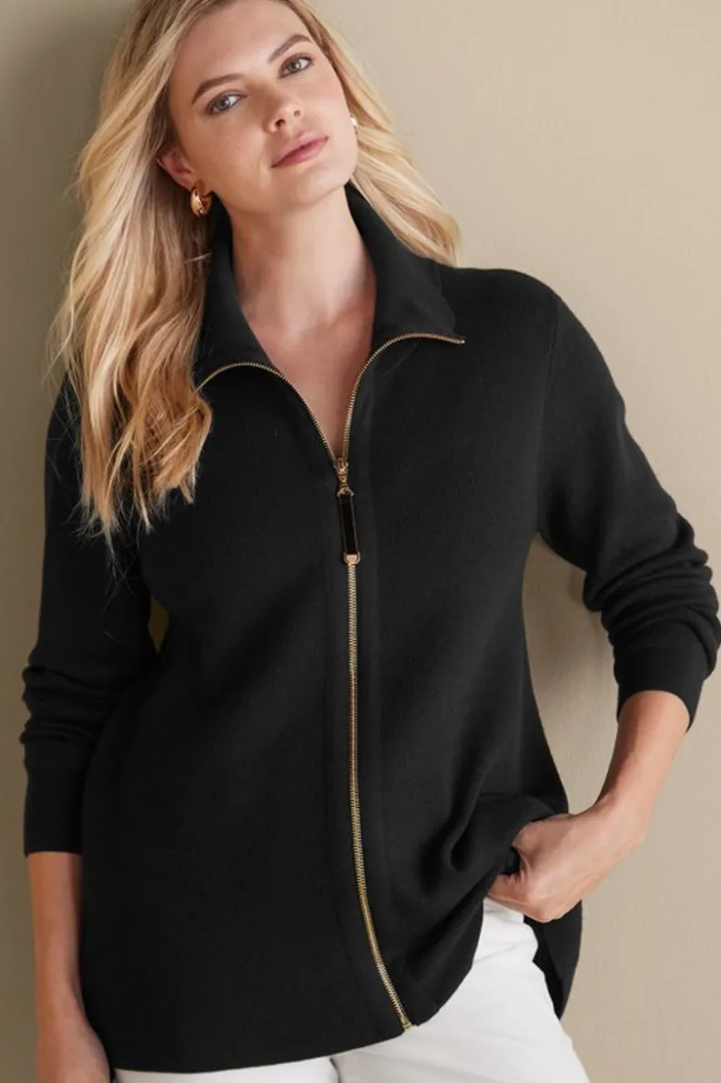 Chaqueta Cardigán Meria con Cremallera - Soft Surroundings | Suéteres y Abrigos Cálidos