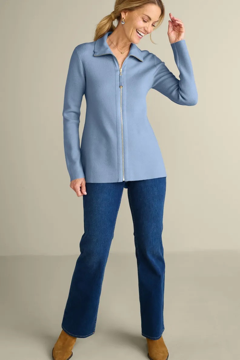 Chaqueta Cardigán Meria con Cremallera - Soft Surroundings | Suéteres y Abrigos Cálidos