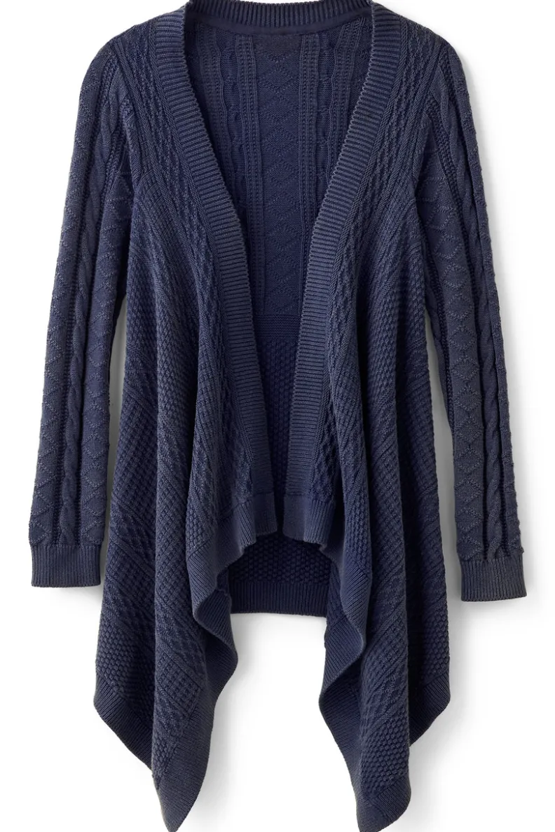 Cárdigan Acogedor Minah en Punto Trenza - Azul Denim para Otoño-Invierno de Soft Surroundings