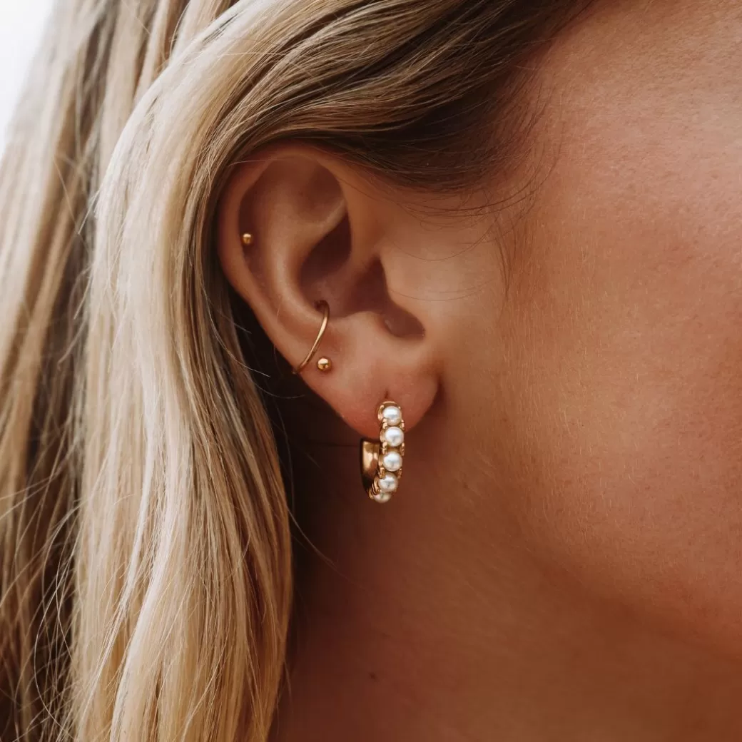 Aros Huggies con Perlas Cultivadas - Joyería Atolea Colección Exclusiva