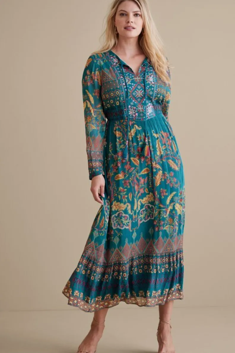 Vestido Elegante Mira Pani de Soft Surroundings - Tonos Azules Brisa Marina