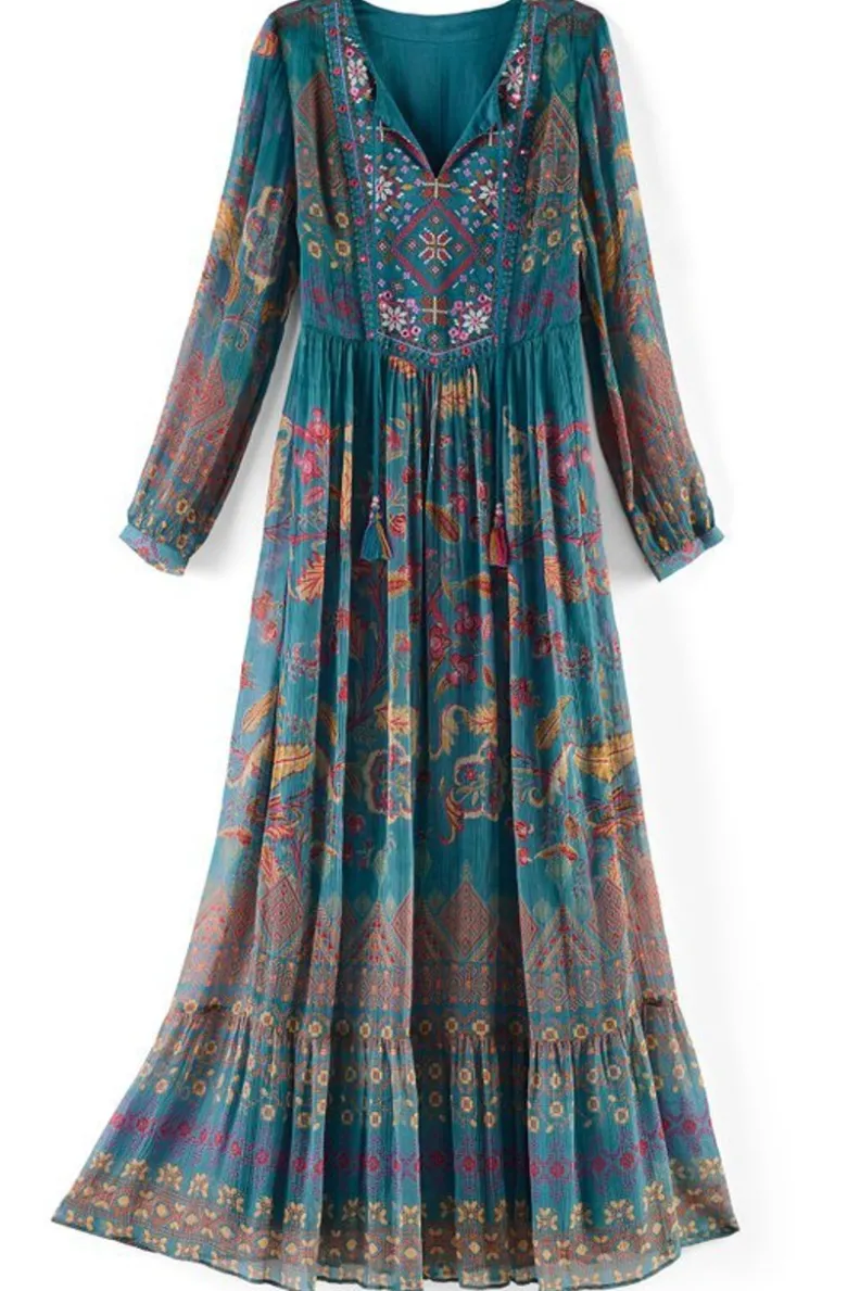 Vestido Elegante Mira Pani de Soft Surroundings - Tonos Azules Brisa Marina