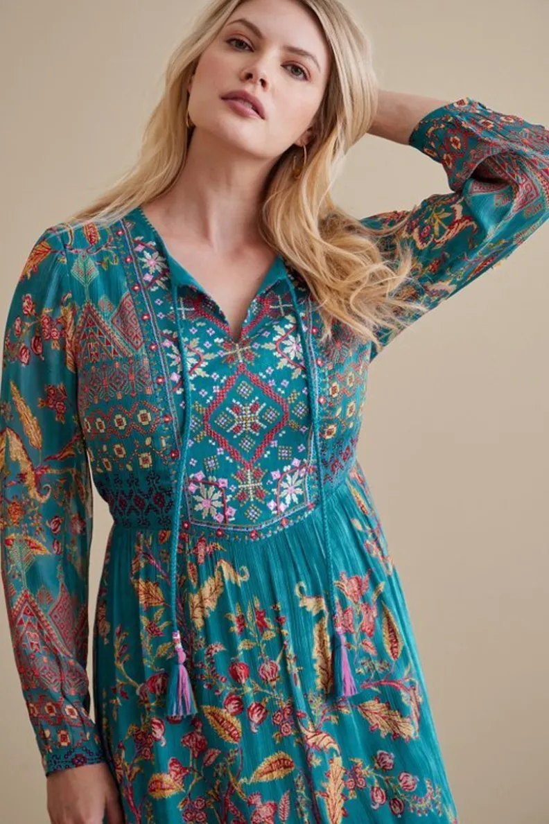 Vestido Elegante Mira Pani de Soft Surroundings - Tonos Azules Brisa Marina