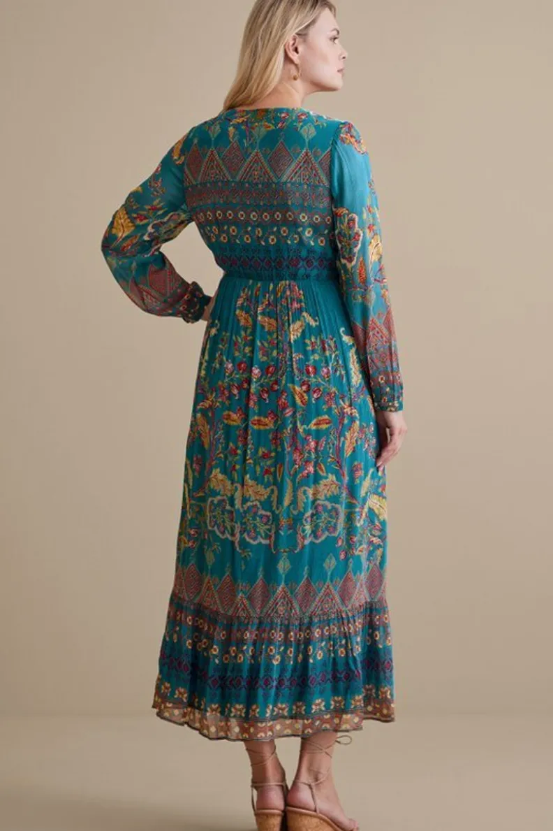Vestido Elegante Mira Pani de Soft Surroundings - Tonos Azules Brisa Marina