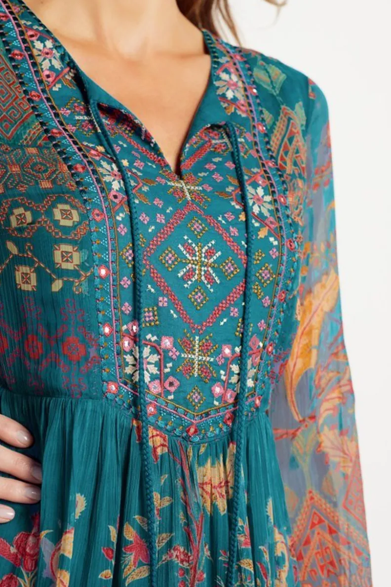 Vestido Elegante Mira Pani de Soft Surroundings - Tonos Azules Brisa Marina