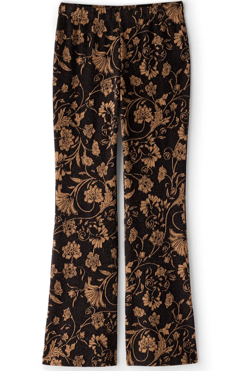 Pantalón Elegante Mischa de Soft Surroundings - Tejido Jacquard con Estampado Floral y Detalles de Bufanda