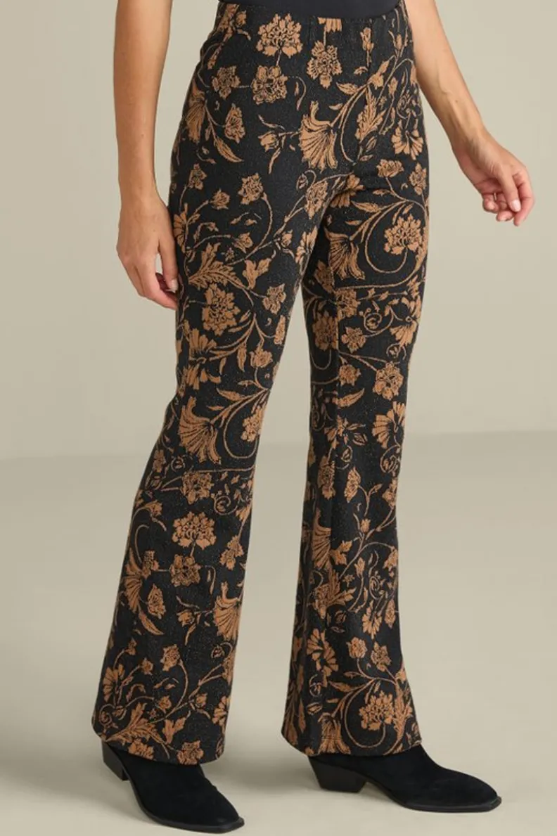 Pantalón Elegante Mischa de Soft Surroundings - Tejido Jacquard con Estampado Floral y Detalles de Bufanda