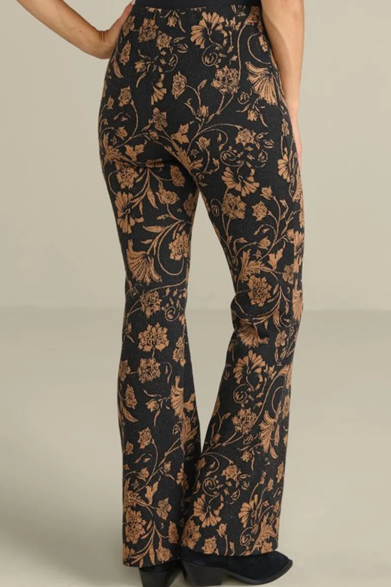 Pantalón Elegante Mischa de Soft Surroundings - Tejido Jacquard con Estampado Floral y Detalles de Bufanda