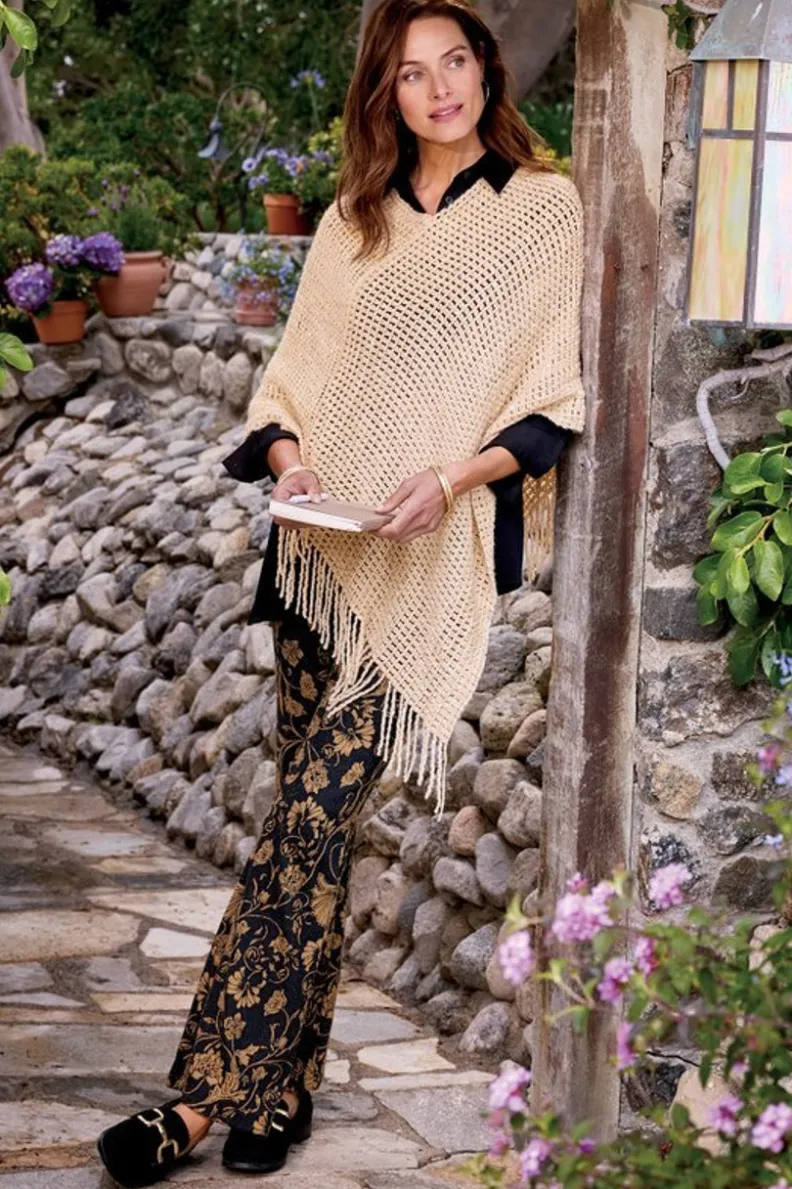 Pantalón Elegante Mischa de Soft Surroundings - Tejido Jacquard con Estampado Floral y Detalles de Bufanda