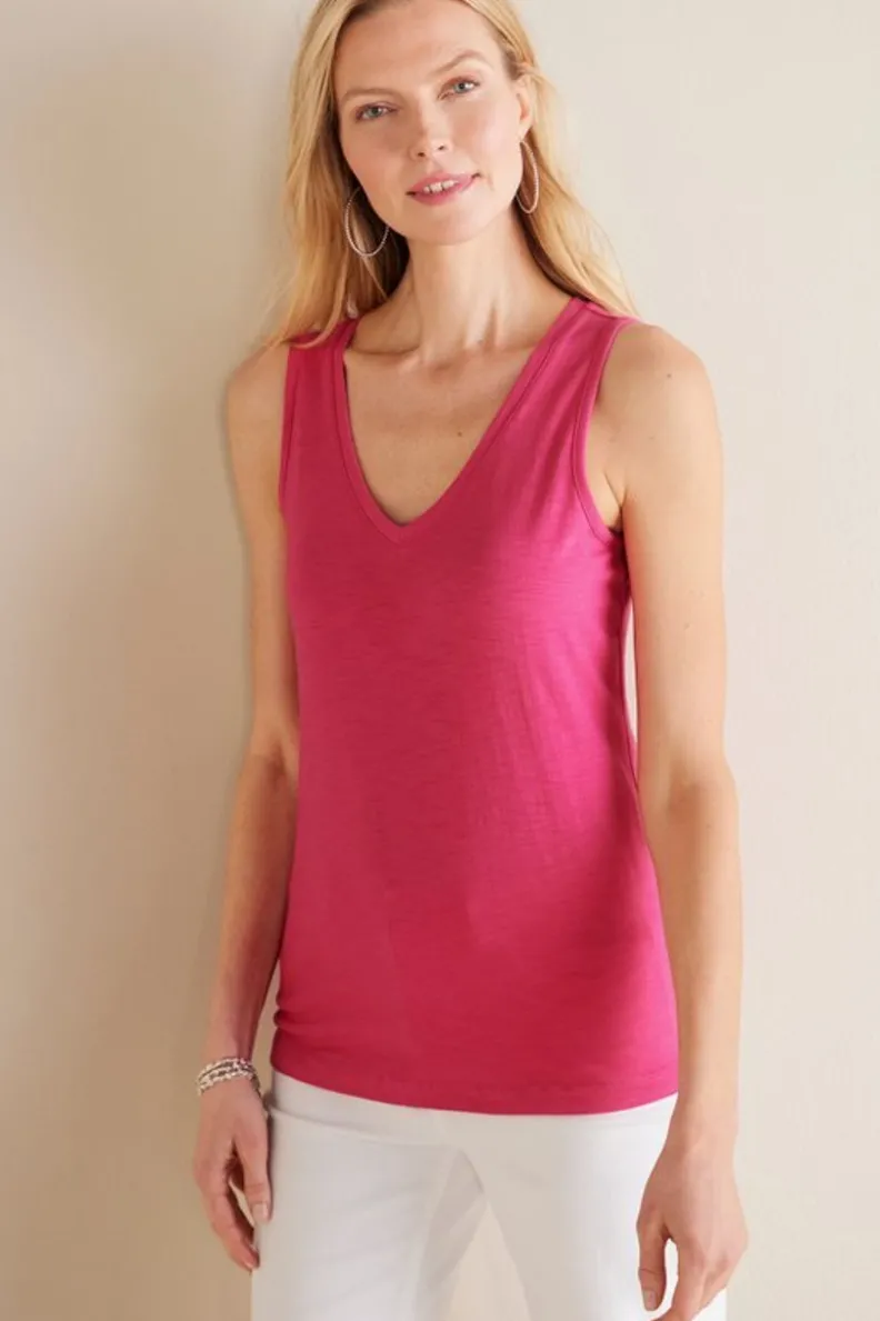 Camiseta Mistral de Algodón Supima Tejido Slub en Tonalidad Rosa Pavoreal - Soft Surroundings