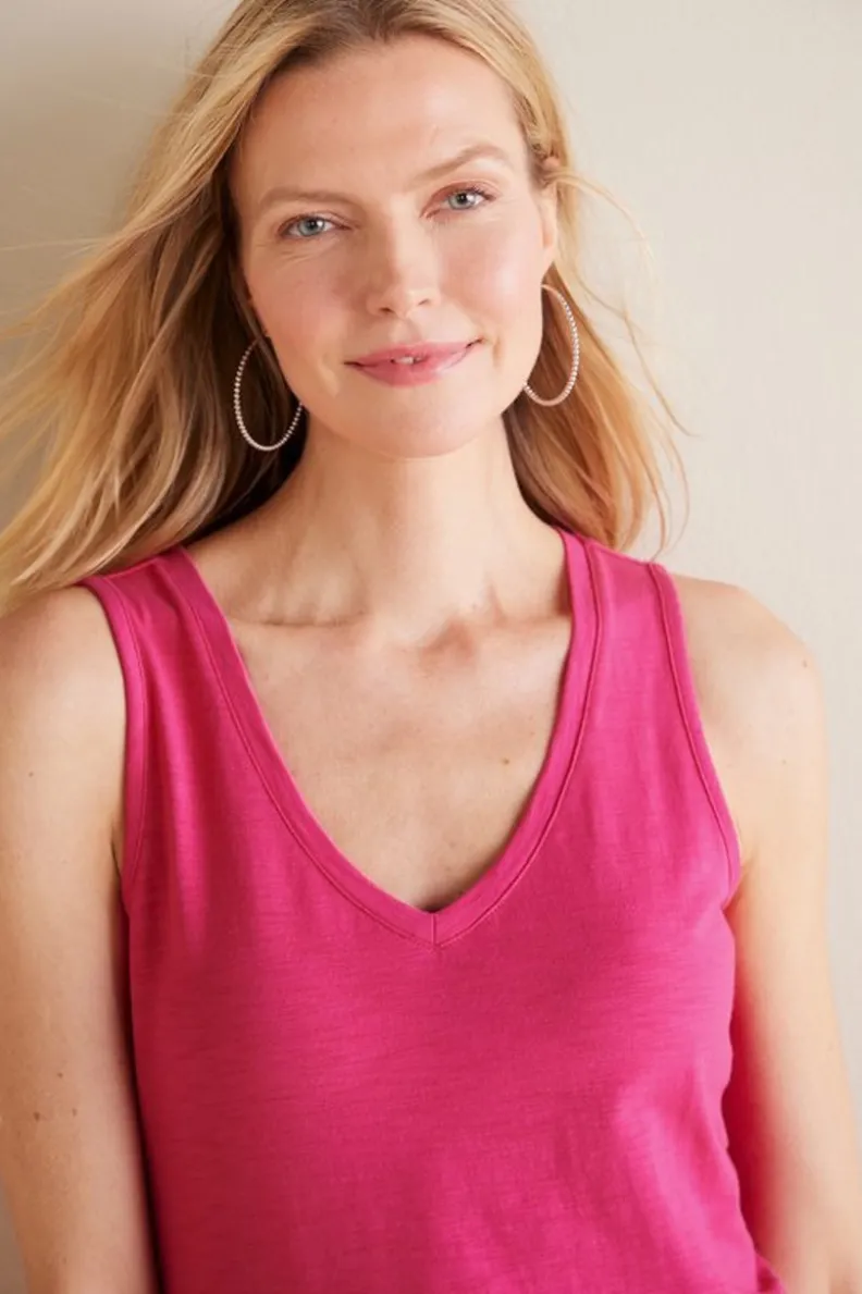 Camiseta Mistral de Algodón Supima Tejido Slub en Tonalidad Rosa Pavoreal - Soft Surroundings