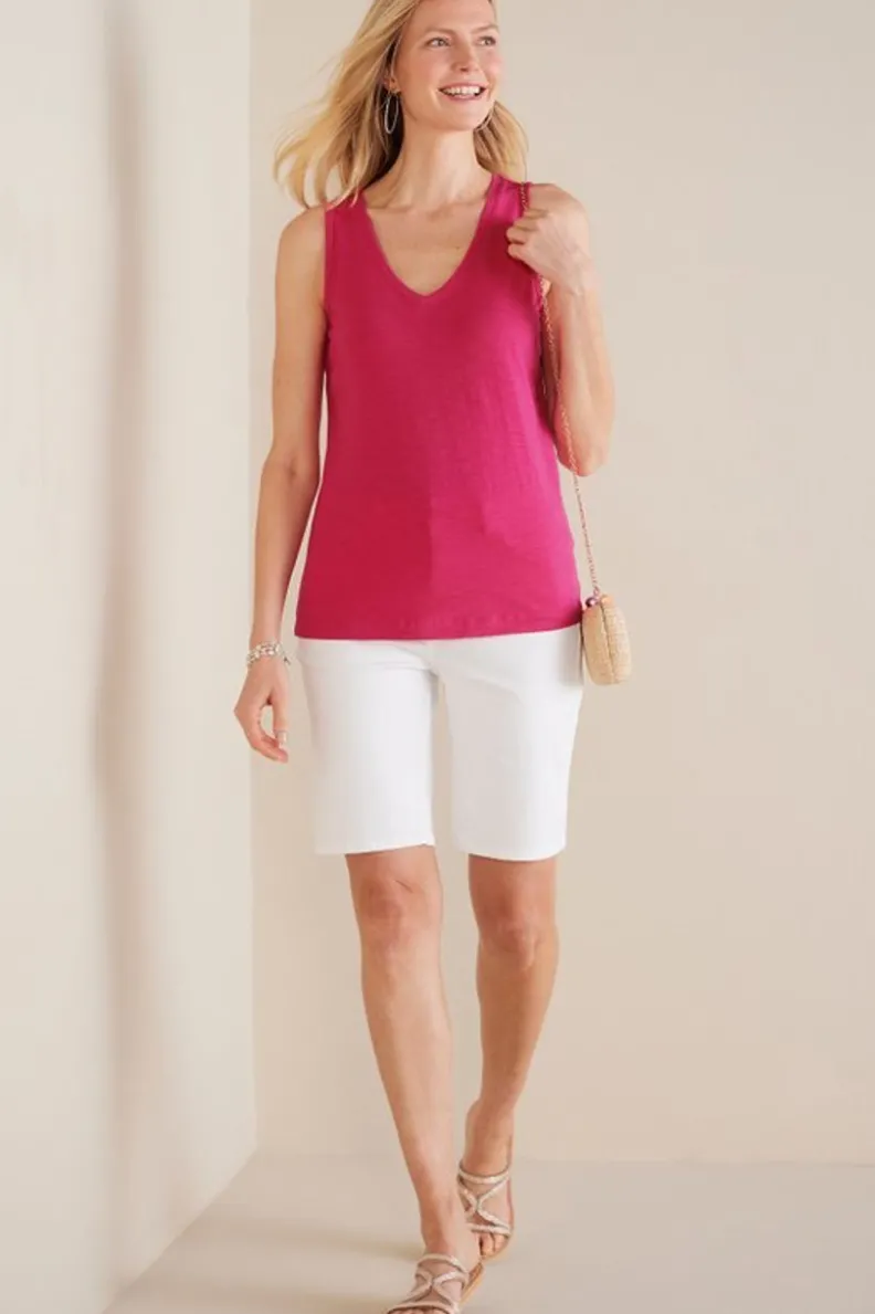 Camiseta Mistral de Algodón Supima Tejido Slub en Tonalidad Rosa Pavoreal - Soft Surroundings